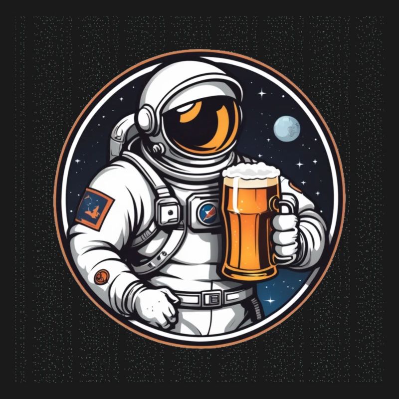 Astronaute avec de la bière dans l’espace