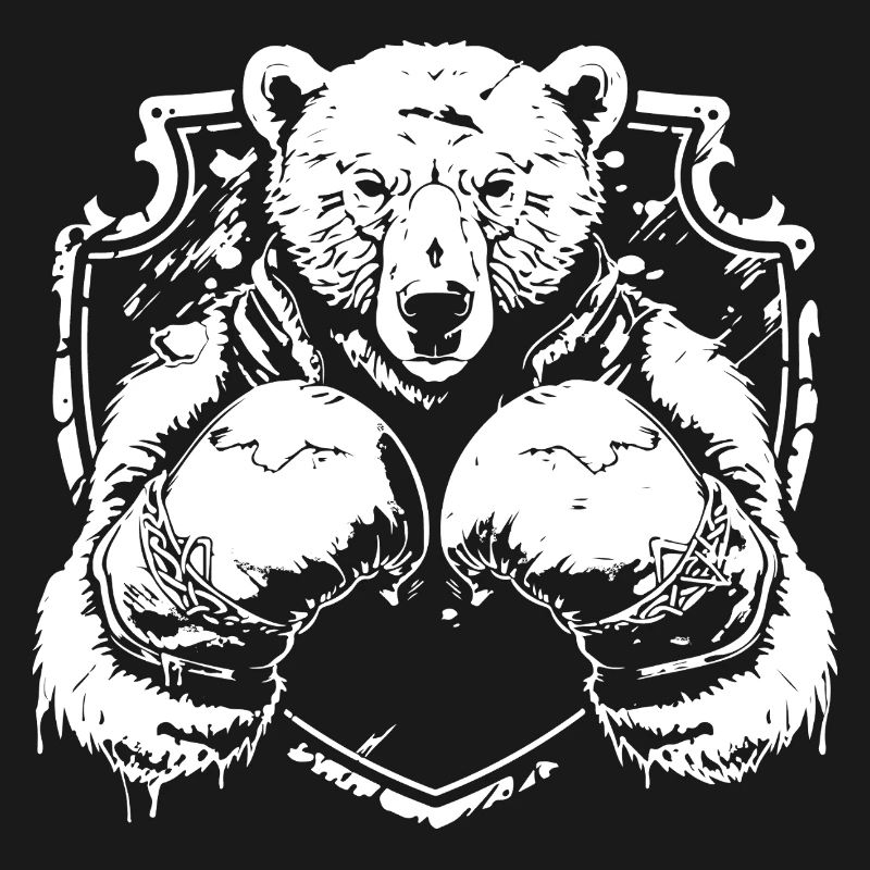 Starkes Bärenlogo mit Kampfpose Boxer
