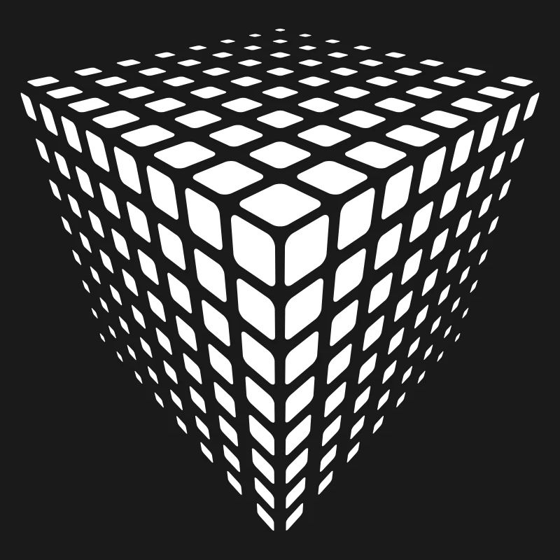 Monochrome Grid Cube Illusion