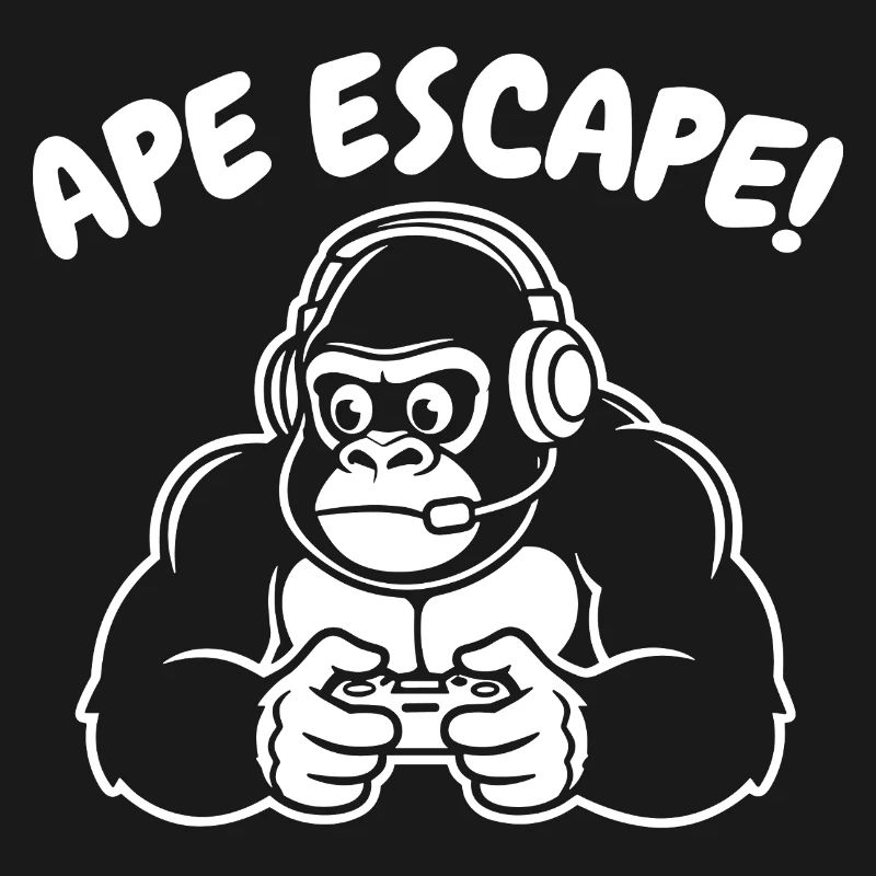 Affe-Gamer mit Headset Controller