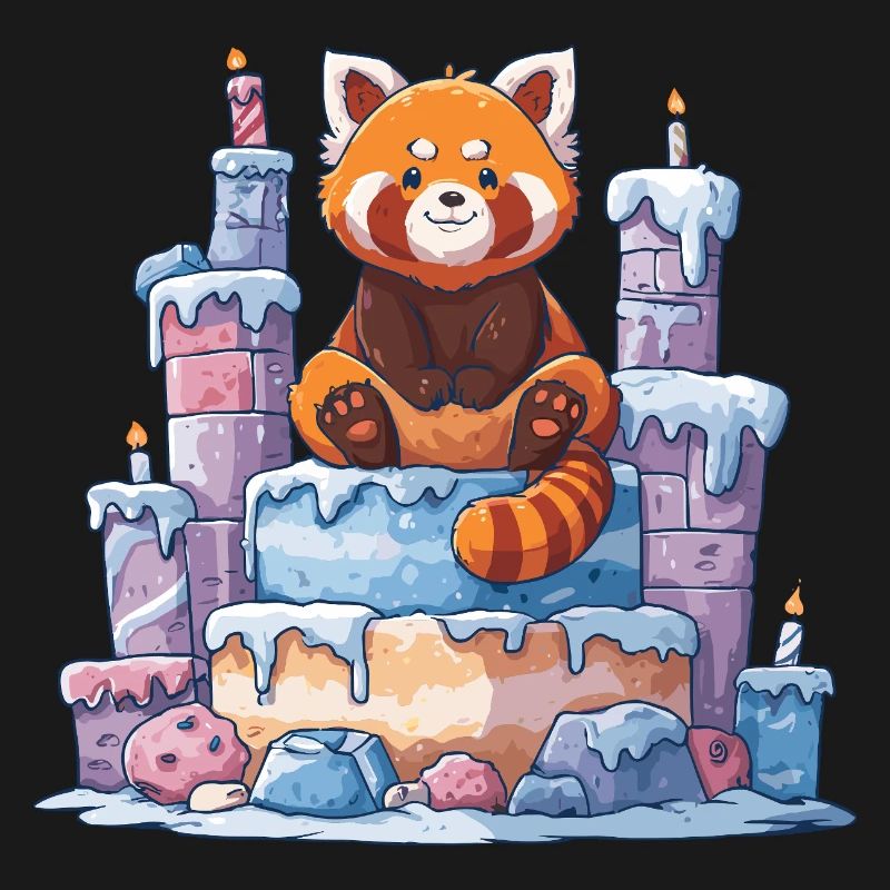 Roter Panda auf Eis-Torte