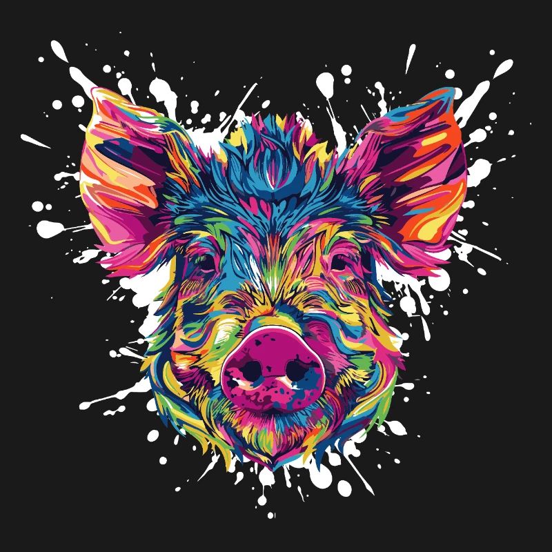 Farbexplosion Schweinekopf
