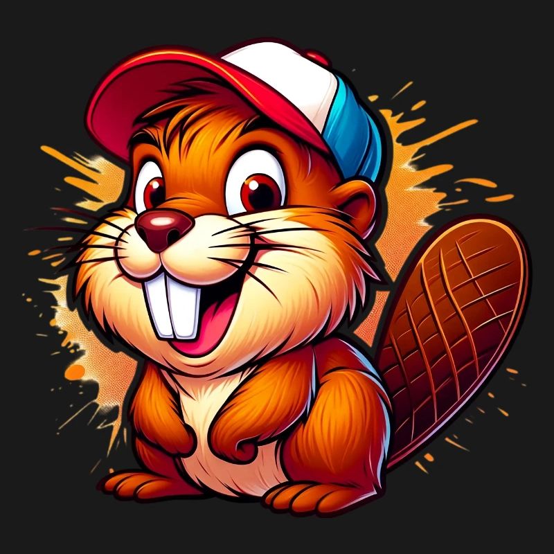 Biber mit Baseballkappe