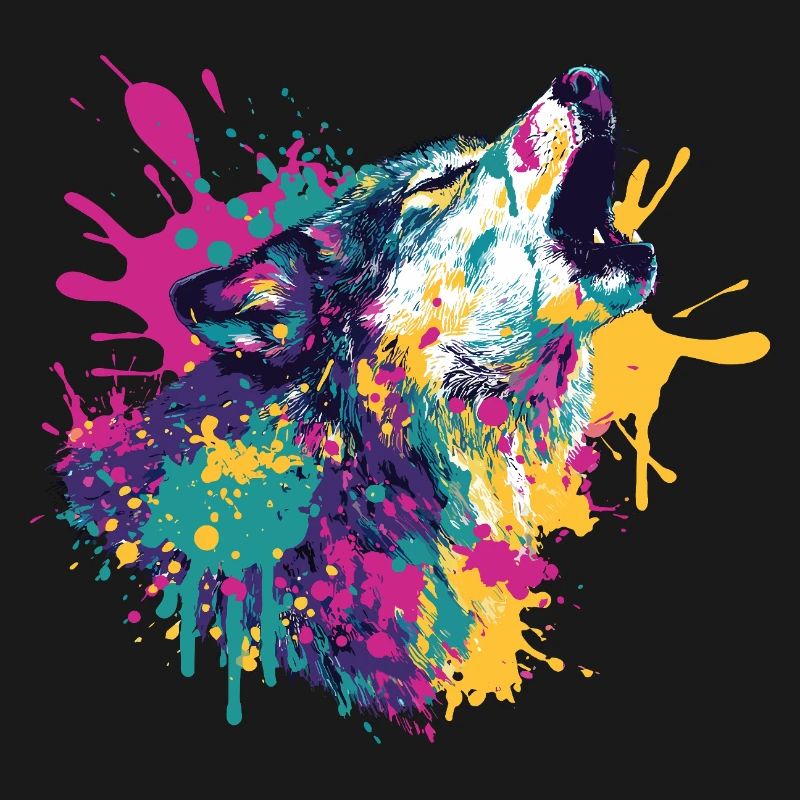 Loup dans le style explosion de couleurs