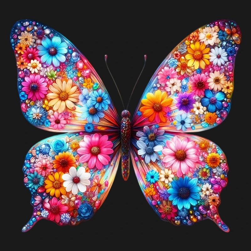 Papillon décoré de fleurs