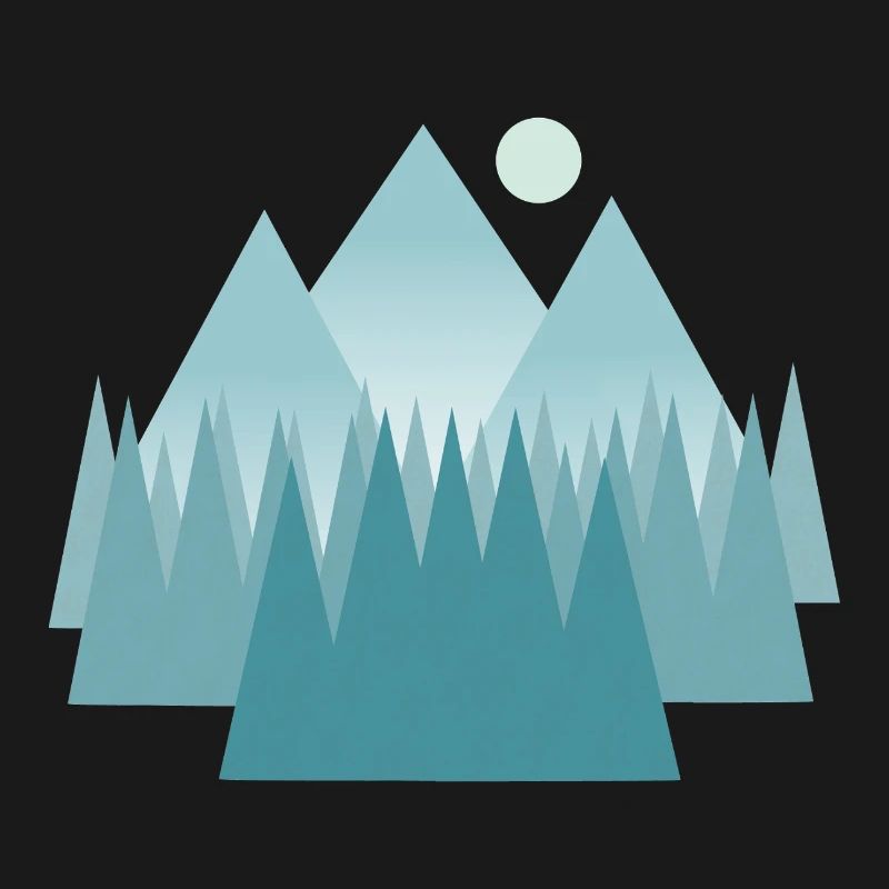 Astral mountain landscape in blue tones