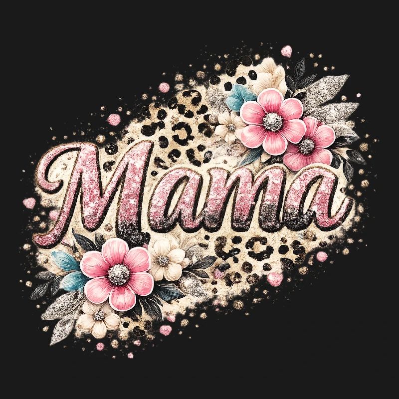 Mama Glitter Leopard Blumen Muttertag Geschenk 