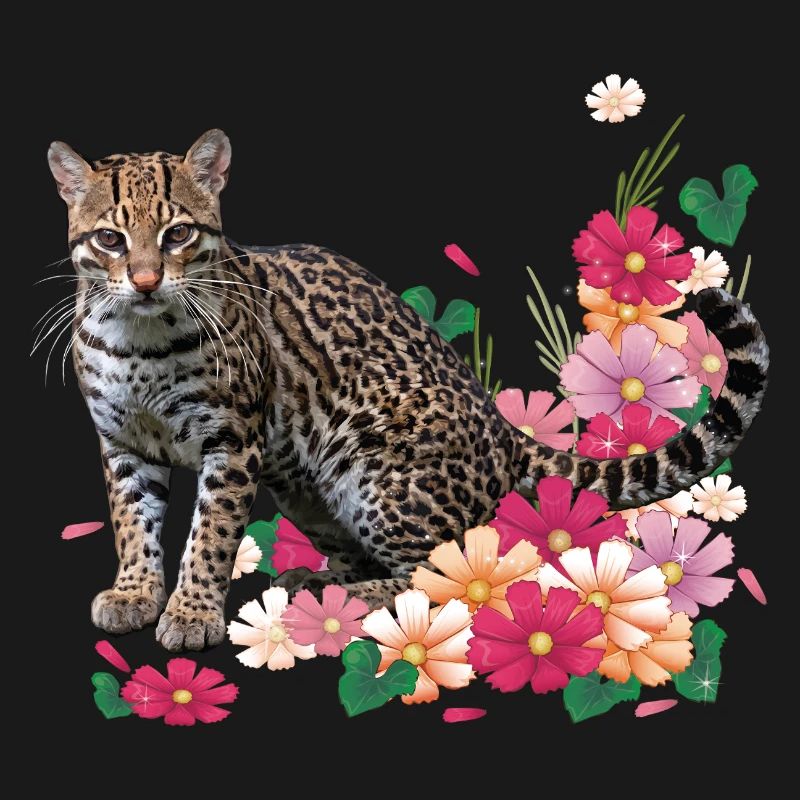 Léopard fleuri avec des fleurs