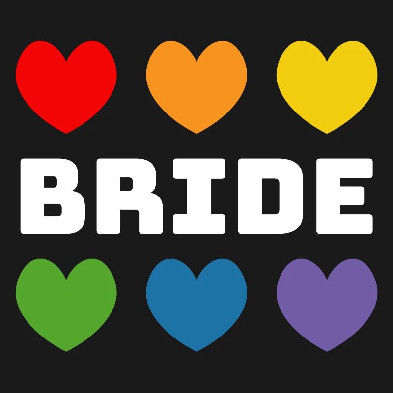 Rainbow heart Bride white