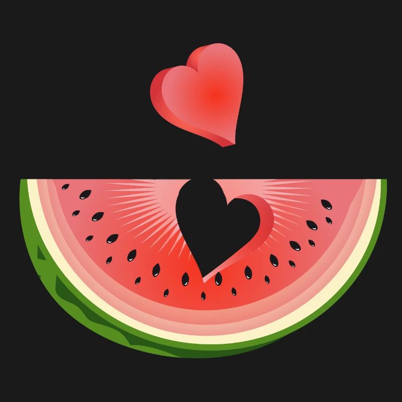Stück einer Wassermelone mit Herz