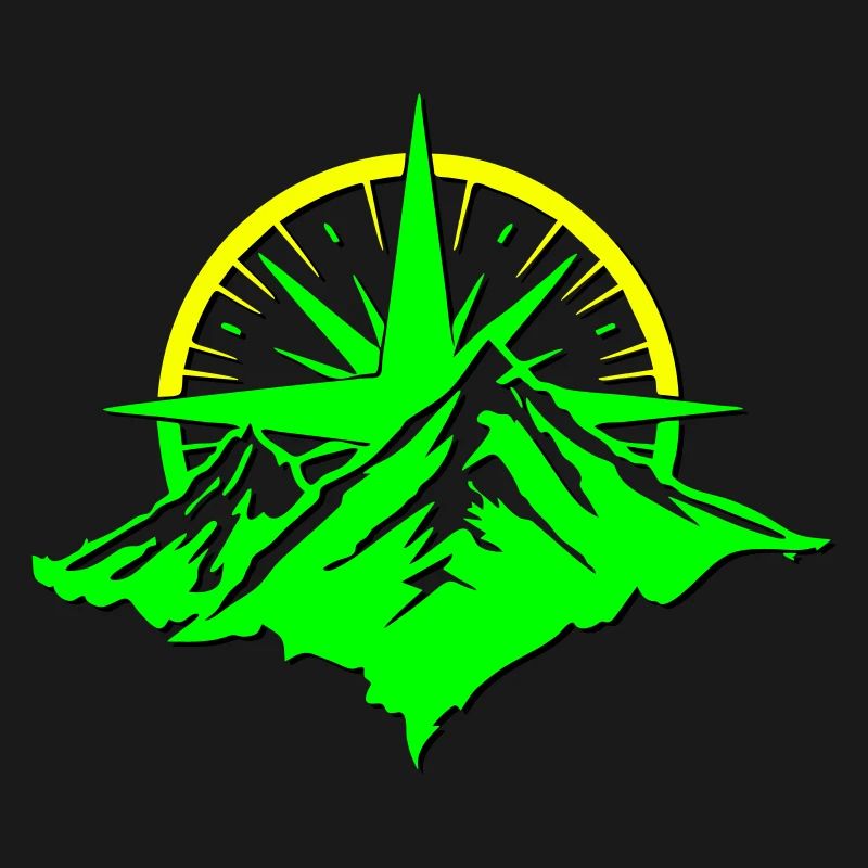 Compass With Mountain Silhouette