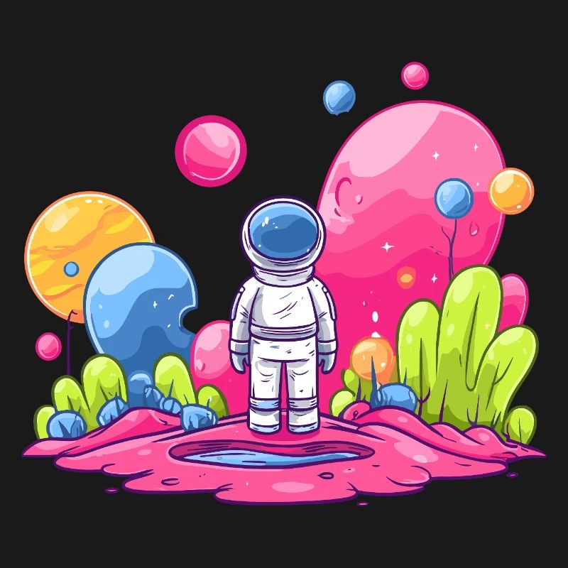 Astronaute dans l’espace rose