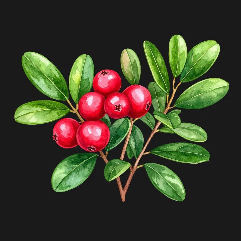Preiselbeere – botanisches Aquarell