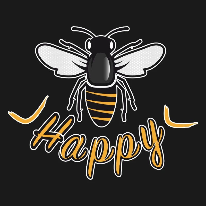 Abeille heureuse avec l’inscription « Happy »