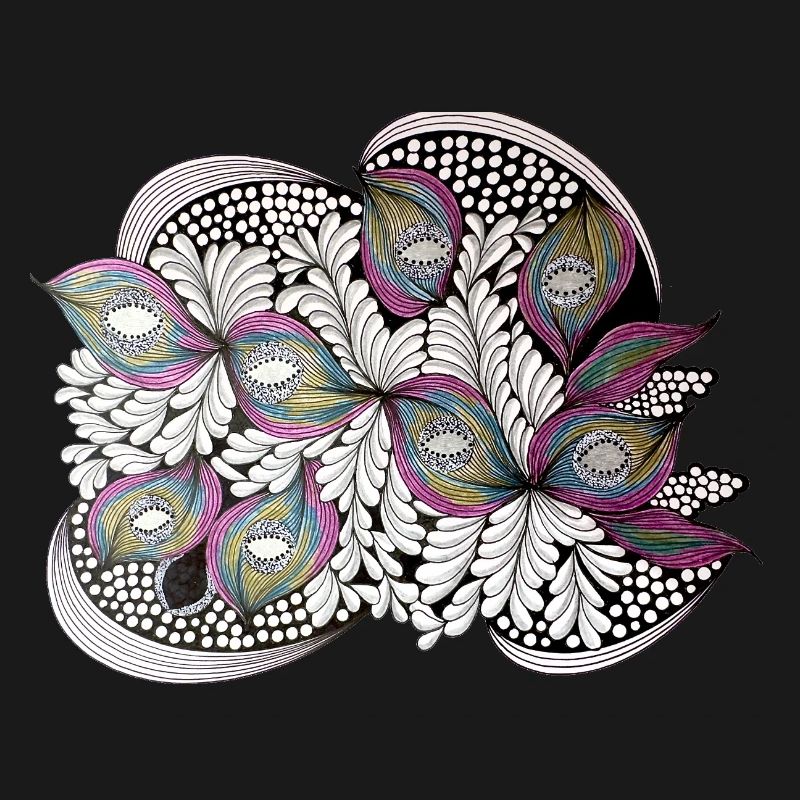 Peacock Feather Doodle Pattern