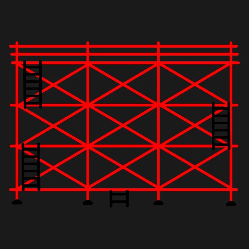 Échafaudage rouge avec marches noires conception de construction
