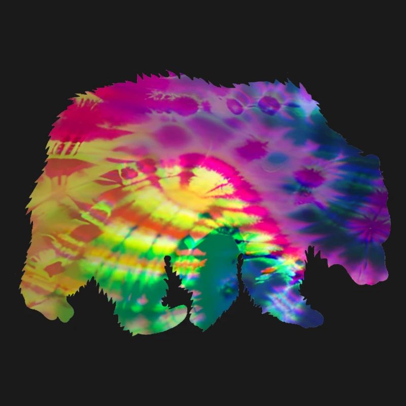 Bear Silhouette Tie Dye Batik Pattern