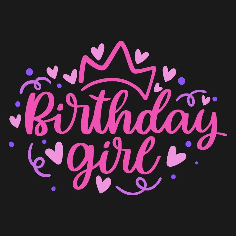 Birthday Girlie mit Krone Herzchen Konfetti