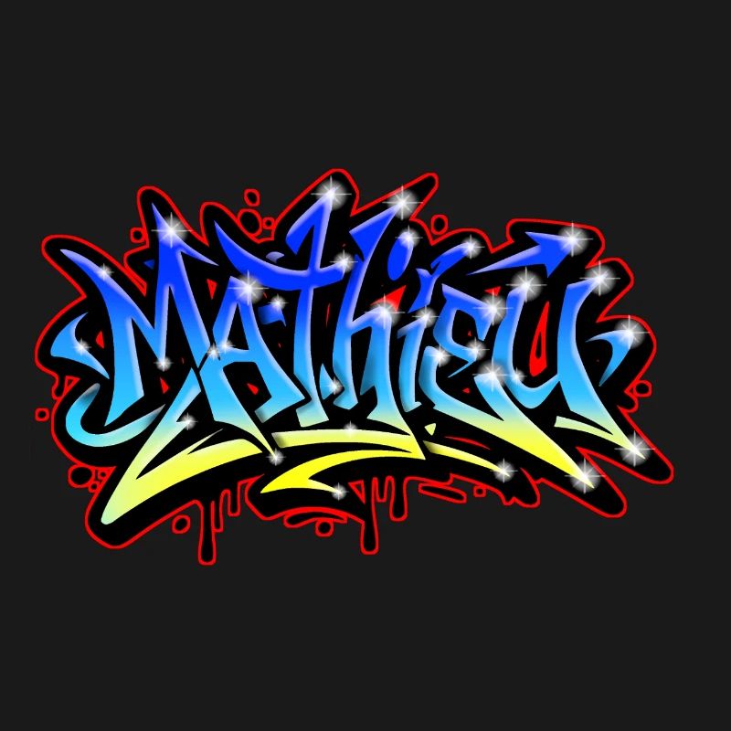 Mathieu Graffiti imprimable bleu jaune