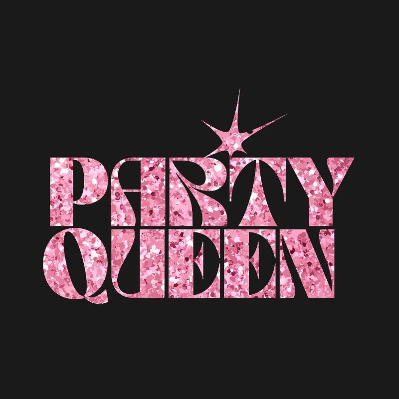 Party Queen Glitter Text