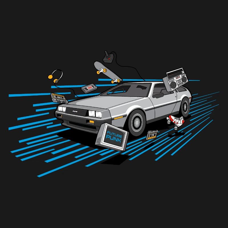 Delorean Oldtimer Youngtimer Retro Future bleu 80s