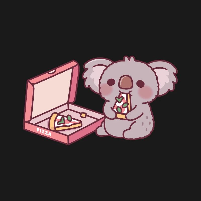 Mignon Koala Ours Mangeant Pizza