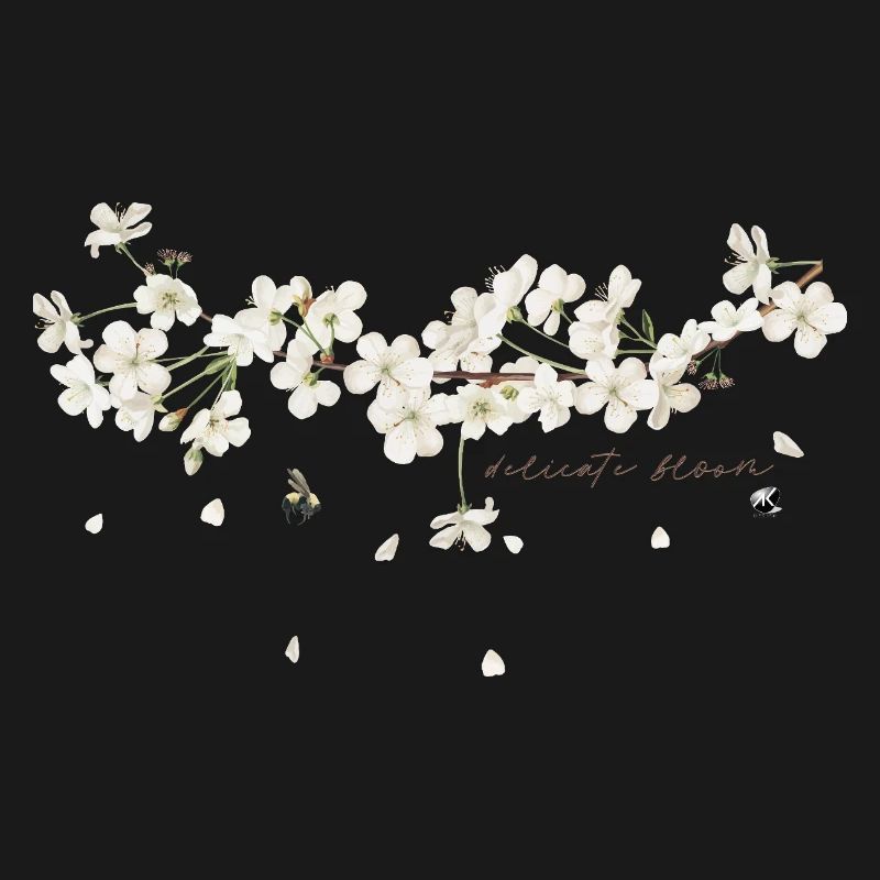 Illustration d’une branche de cerisier avec fleurs blanches