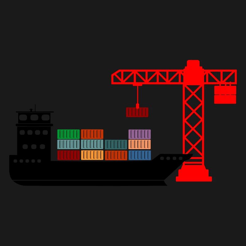 Sea container boat with crane unloading 2