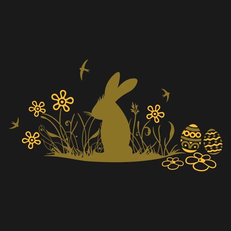 Easter bunny with Easter Eggs and flowers
