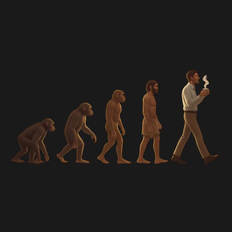 Evolutionsreise: Von Affe zu kaffeetrinkenden Mann