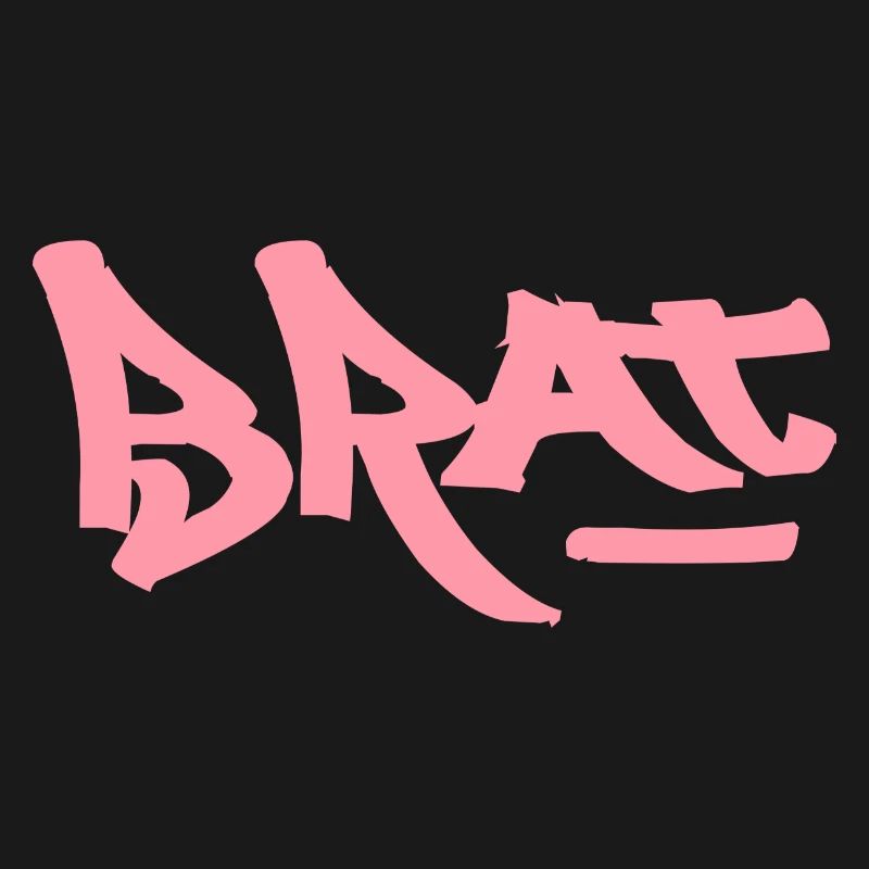 Pink Brat logo text as graffiti