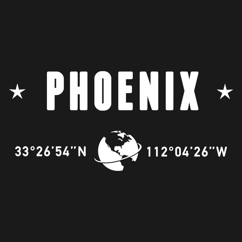 Phoenix Arizona Coordinates Planet Earth White