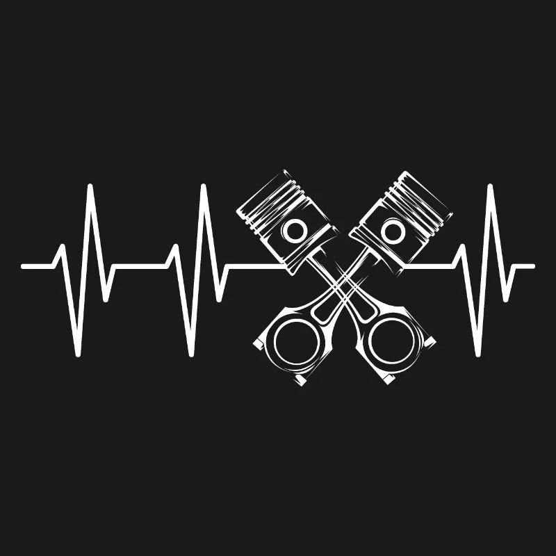 V8 Piston Pulse Racing Car Heartbeat Engine Logo