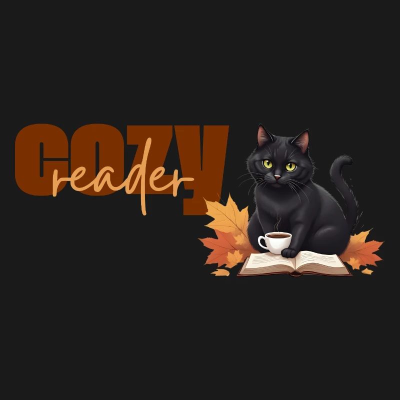 Cozy reader - Autumnal cat reading theme