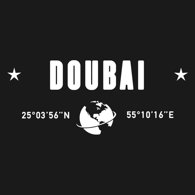Dubai UAE Coordinates Planet Earth White