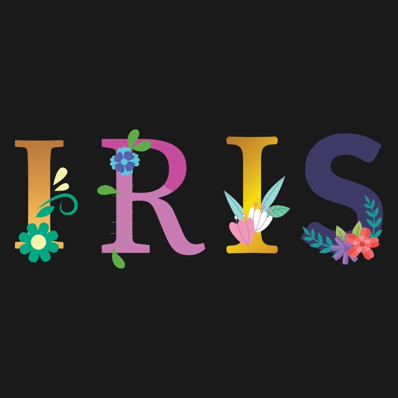 Nom IRIS orné de fleurs