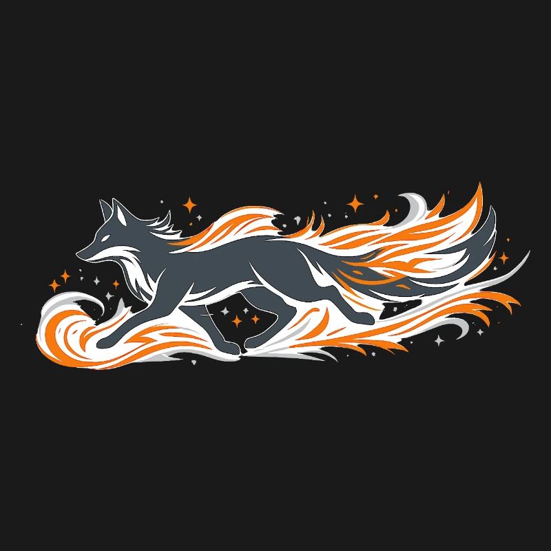 Flaming fox in fire flight