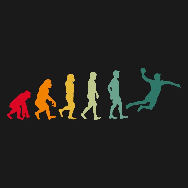 Handball Evolution Entwicklung Handballer retro