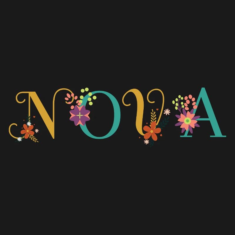 NOVA Name Art avec des fleurs brodées