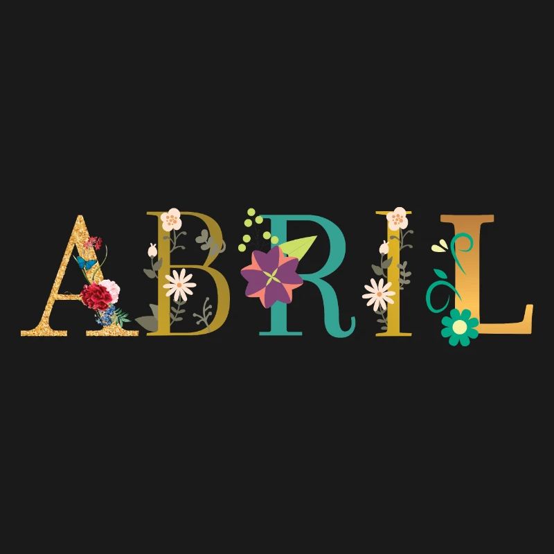 Nom ABRIL décoré de fleurs