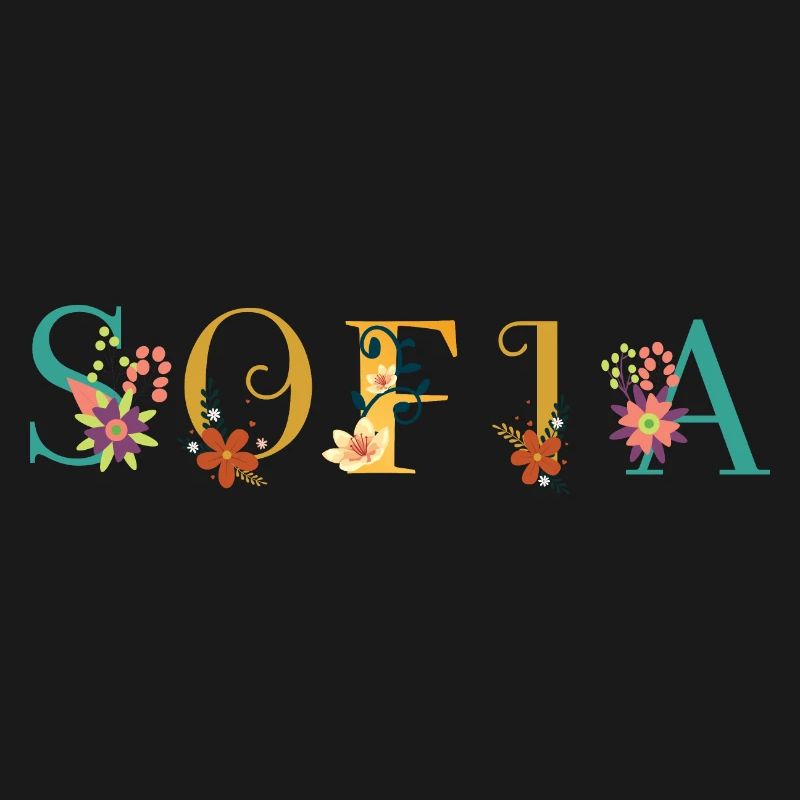 SOFIA Prénom Art avec fleurs brodées
