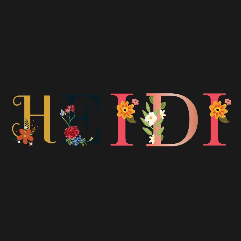 Nom HEIDI décoré de fleurs