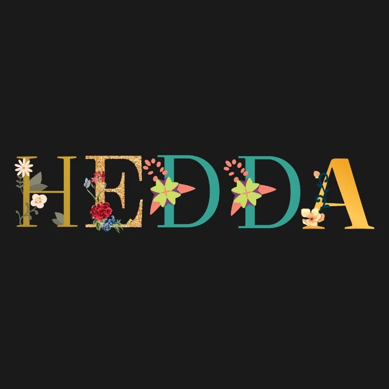 Le nom HEDDA est décoré de fleurs