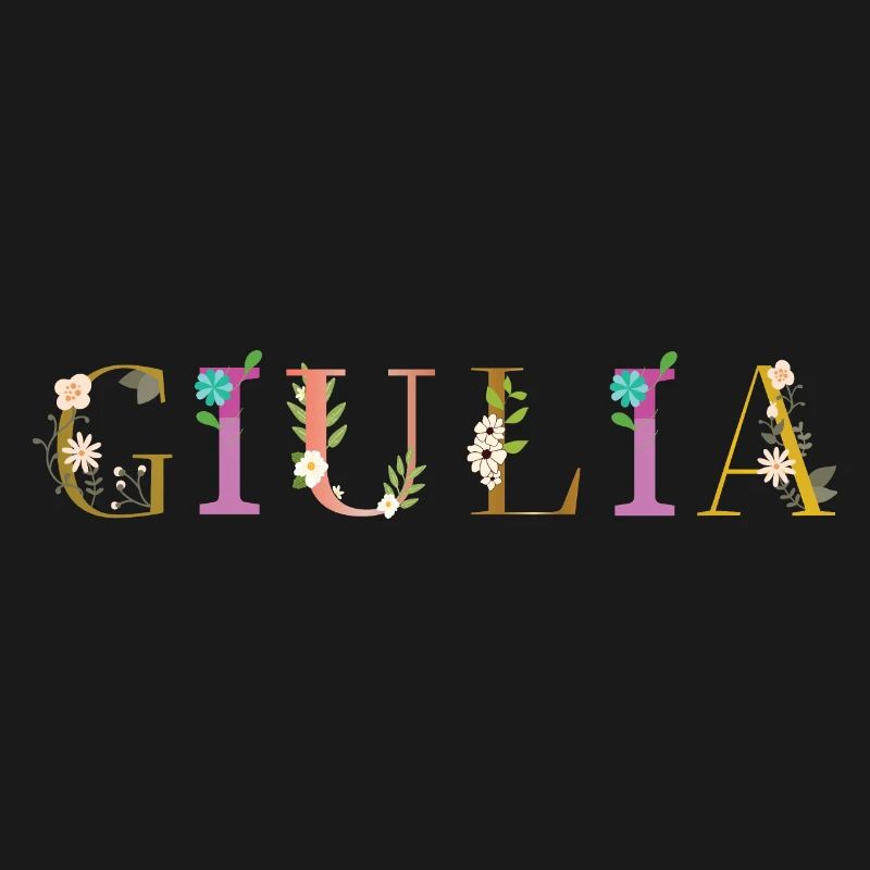 Le nom de GIULIA décoré de fleurs