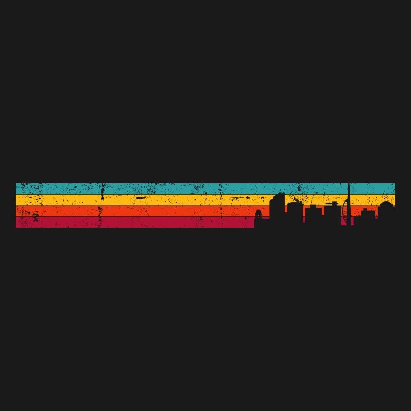 Retro Skyline Sunset Stripes