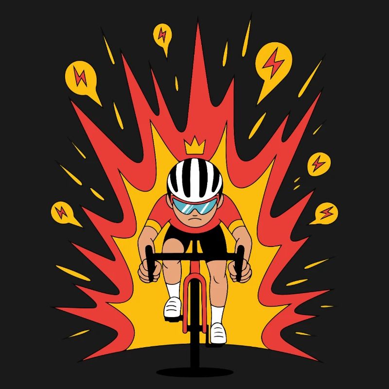 Angriffsmodus Radfahrer Krone Karikatur