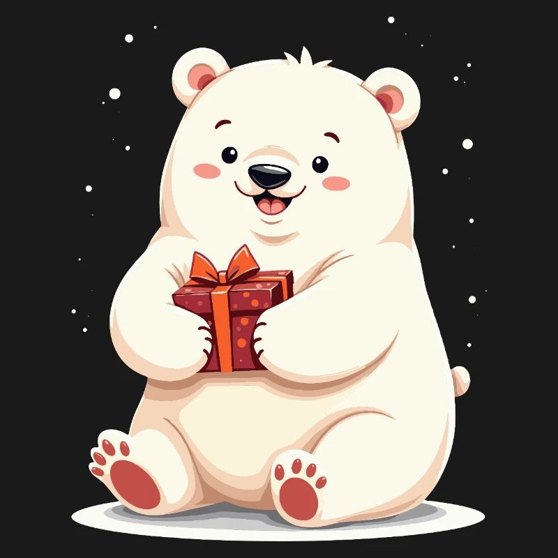 Niedlicher Eisbär mit Geschenkillustration
