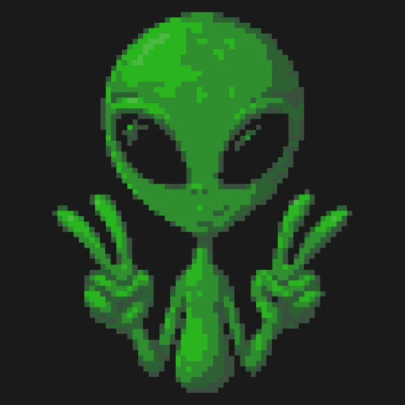 Pixel Alien Friedenszeichen
