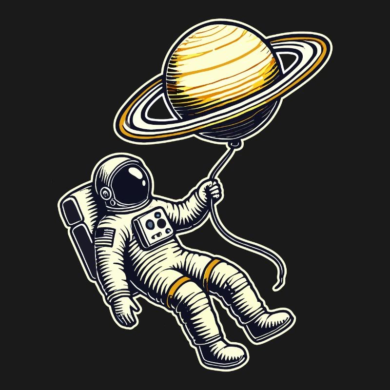 Schwebend mit Saturn – Astronaut Ballon Design