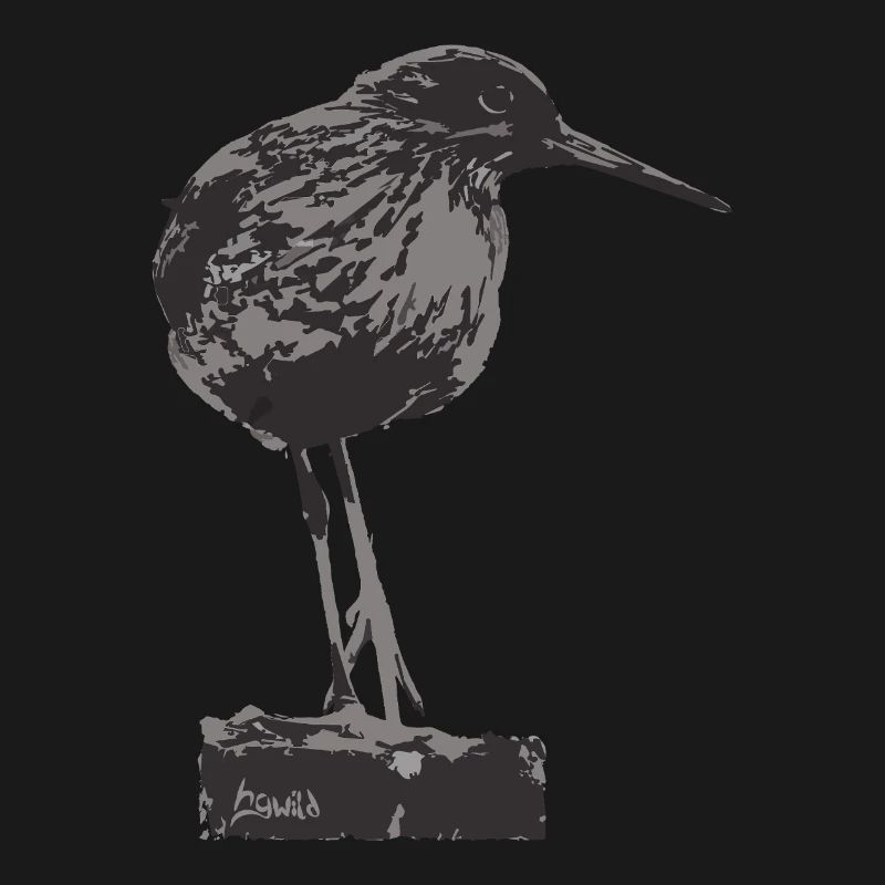 Rotschenkel - Monochrome Vogel Silhouette